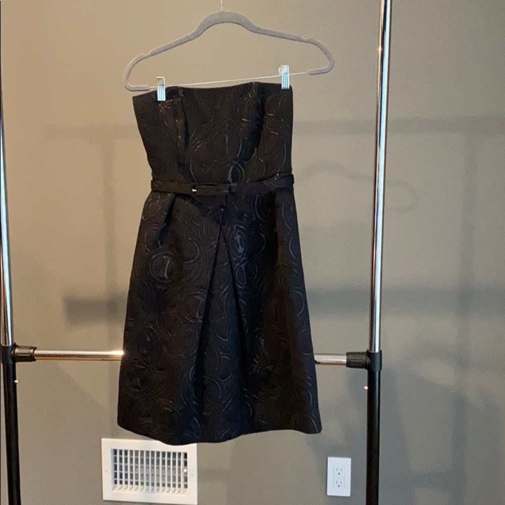 Strapless cocktail dress.